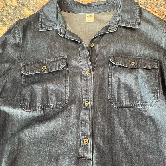 Navy blue long sleeve jean pattern dress - Picture 10 of 10